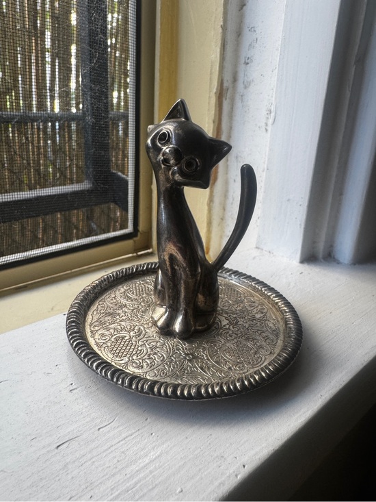 Vintage Other - 70s Vintage Silverplate Cat Ring Holder